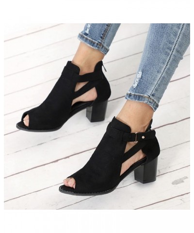 Summer Sandals for Women,Comfy Hollow Out Breathable Peep Open Toe Chunky Low Heel Platform Sandals Thick Sole Walking Sandal...