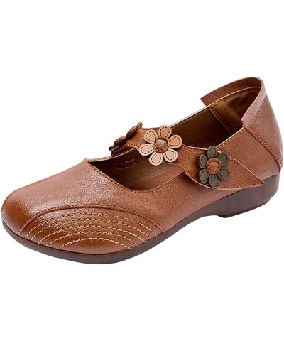 Women's Flats Shoes Women Shoes Flats Women's Ballet Flats Round Toe On Flats Brown $18.56 Flats