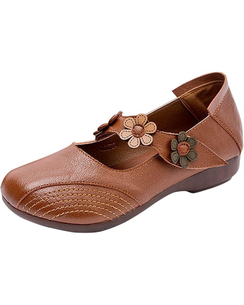 Women's Flats Shoes Women Shoes Flats Women's Ballet Flats Round Toe On Flats Brown $18.56 Flats