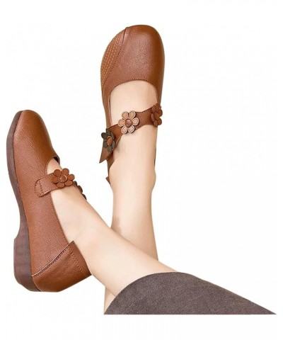 Women's Flats Shoes Women Shoes Flats Women's Ballet Flats Round Toe On Flats Brown $18.56 Flats