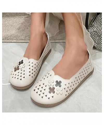 Ladies Summer Flowers Solid Colour Shallow Mouth Hollow Breathable Flat Bottom Comfortable Large Size Single Shoes Casual Sho...