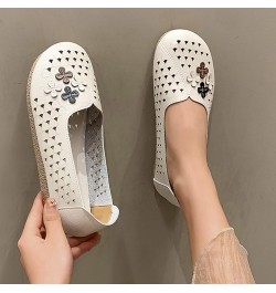 Ladies Summer Flowers Solid Colour Shallow Mouth Hollow Breathable Flat Bottom Comfortable Large Size Single Shoes Casual Sho...