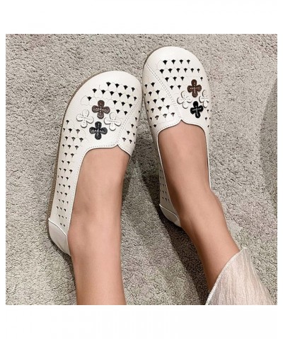 Ladies Summer Flowers Solid Colour Shallow Mouth Hollow Breathable Flat Bottom Comfortable Large Size Single Shoes Casual Sho...