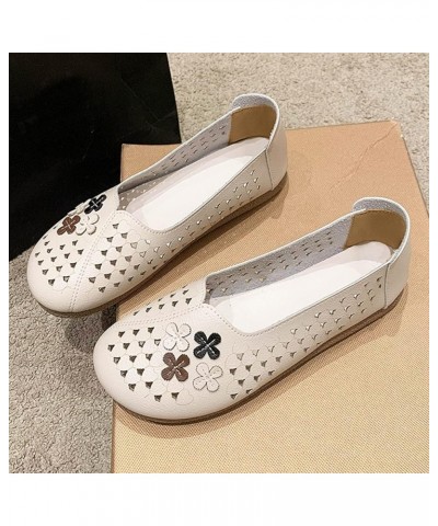 Ladies Summer Flowers Solid Colour Shallow Mouth Hollow Breathable Flat Bottom Comfortable Large Size Single Shoes Casual Sho...