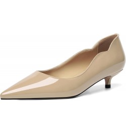 Womens Pointed Toe Casual Slip On Patent Business Solid Kitten Low Heel Pumps Shoes 1.5 Inch Beige $37.23 Pumps