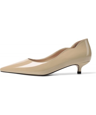 Womens Pointed Toe Casual Slip On Patent Business Solid Kitten Low Heel Pumps Shoes 1.5 Inch Beige $37.23 Pumps