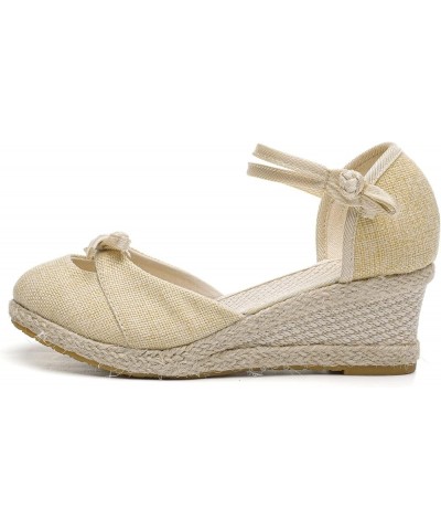 Women's Cotton Fabric Espadrille Platform Sandals Summer Weave Breathable Round Toe Sandals Comfortable Beach Beige 9 $18.10 ...