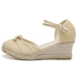 Women's Cotton Fabric Espadrille Platform Sandals Summer Weave Breathable Round Toe Sandals Comfortable Beach Beige 9 $18.10 ...