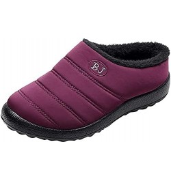 LONG-M Plus Velvet Slippers Non-Slip Breathable Slippers Winter Warm Indoor Slippers Outdoor Flat Slippers 35 Purple $17.81 S...