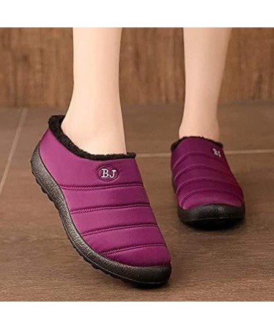 LONG-M Plus Velvet Slippers Non-Slip Breathable Slippers Winter Warm Indoor Slippers Outdoor Flat Slippers 35 Purple $17.81 S...