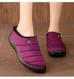 LONG-M Plus Velvet Slippers Non-Slip Breathable Slippers Winter Warm Indoor Slippers Outdoor Flat Slippers 35 Purple $17.81 S...