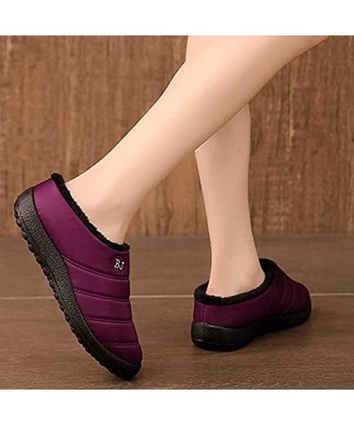 LONG-M Plus Velvet Slippers Non-Slip Breathable Slippers Winter Warm Indoor Slippers Outdoor Flat Slippers 35 Purple $17.81 S...