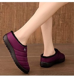 LONG-M Plus Velvet Slippers Non-Slip Breathable Slippers Winter Warm Indoor Slippers Outdoor Flat Slippers 35 Purple $17.81 S...