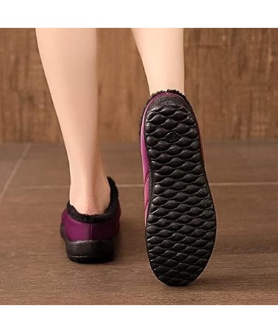 LONG-M Plus Velvet Slippers Non-Slip Breathable Slippers Winter Warm Indoor Slippers Outdoor Flat Slippers 35 Purple $17.81 S...