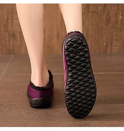 LONG-M Plus Velvet Slippers Non-Slip Breathable Slippers Winter Warm Indoor Slippers Outdoor Flat Slippers 35 Purple $17.81 S...