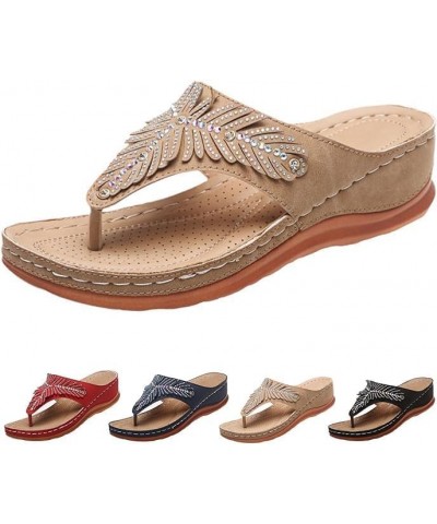 Wedge Sandals Orthopedic Sandals for Women Summer with Arch Support Anti-Slip Sandals Comfortable Walking Beach Sandals Y1-kh...