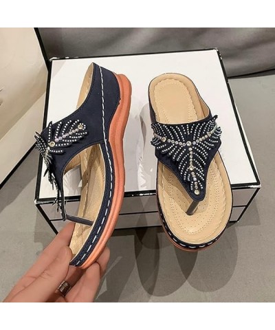 Wedge Sandals Orthopedic Sandals for Women Summer with Arch Support Anti-Slip Sandals Comfortable Walking Beach Sandals Y1-kh...