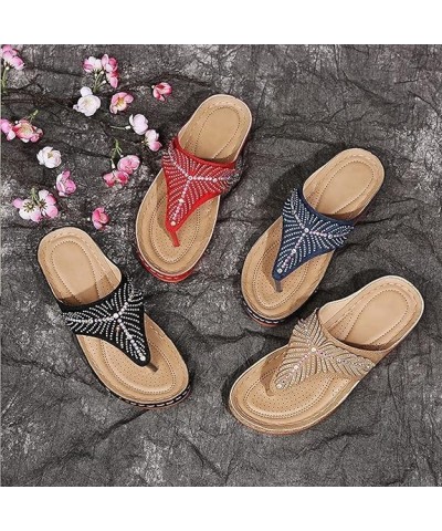 Wedge Sandals Orthopedic Sandals for Women Summer with Arch Support Anti-Slip Sandals Comfortable Walking Beach Sandals Y1-kh...