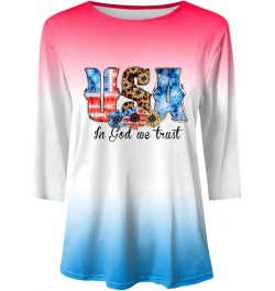 Fourth of July Shirt Women Comfortable 3/4 Sleeve Independence Day Shirts Suitable Summer Women Long Sleeve Tee Pink $11.24 S...