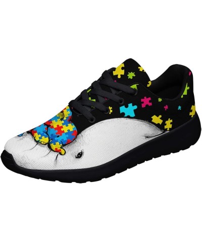 Adults Autism Shoes Lightweight Breathable Running Sneaker Autism Awareness Puzzle Pattern Tennis Walking Gym Shoes Best Auti...