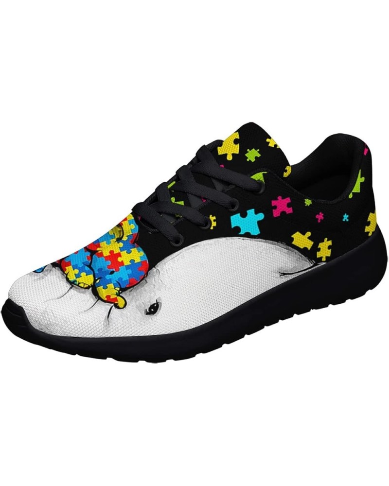 Adults Autism Shoes Lightweight Breathable Running Sneaker Autism Awareness Puzzle Pattern Tennis Walking Gym Shoes Best Auti...