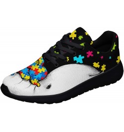 Adults Autism Shoes Lightweight Breathable Running Sneaker Autism Awareness Puzzle Pattern Tennis Walking Gym Shoes Best Auti...