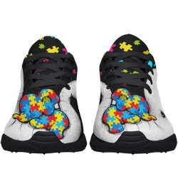 Adults Autism Shoes Lightweight Breathable Running Sneaker Autism Awareness Puzzle Pattern Tennis Walking Gym Shoes Best Auti...