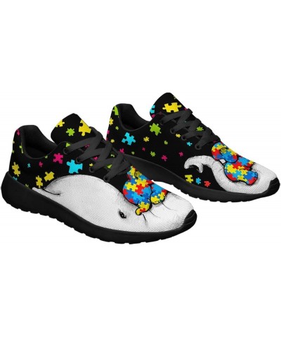 Adults Autism Shoes Lightweight Breathable Running Sneaker Autism Awareness Puzzle Pattern Tennis Walking Gym Shoes Best Auti...