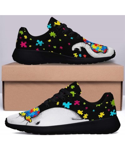 Adults Autism Shoes Lightweight Breathable Running Sneaker Autism Awareness Puzzle Pattern Tennis Walking Gym Shoes Best Auti...