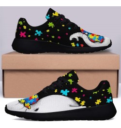 Adults Autism Shoes Lightweight Breathable Running Sneaker Autism Awareness Puzzle Pattern Tennis Walking Gym Shoes Best Auti...