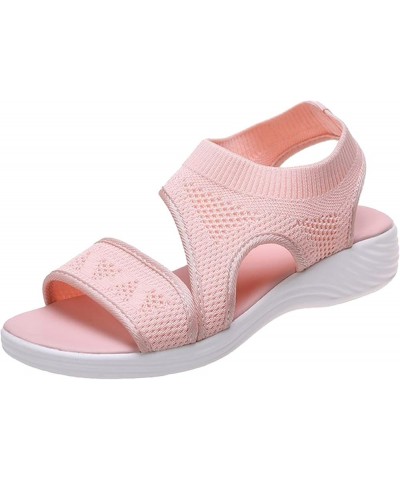 Women'S Sandals Size 10 Ladies Fashion Solid Color Breathable Mesh Fish Mouth Casual Flat Sandals Women Sandal Pink $13.58 Sa...