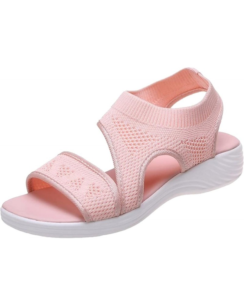 Women'S Sandals Size 10 Ladies Fashion Solid Color Breathable Mesh Fish Mouth Casual Flat Sandals Women Sandal Pink $13.58 Sa...