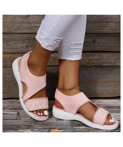 Women'S Sandals Size 10 Ladies Fashion Solid Color Breathable Mesh Fish Mouth Casual Flat Sandals Women Sandal Pink $13.58 Sa...