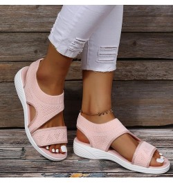 Women'S Sandals Size 10 Ladies Fashion Solid Color Breathable Mesh Fish Mouth Casual Flat Sandals Women Sandal Pink $13.58 Sa...