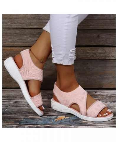 Women'S Sandals Size 10 Ladies Fashion Solid Color Breathable Mesh Fish Mouth Casual Flat Sandals Women Sandal Pink $13.58 Sa...