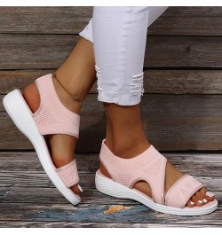 Women'S Sandals Size 10 Ladies Fashion Solid Color Breathable Mesh Fish Mouth Casual Flat Sandals Women Sandal Pink $13.58 Sa...