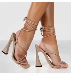 Sandals for Women Dressy Summer,Womens Platform Square Toe Ankle Strap Block Heels Pumps Wedding Pumps Shoes Z010-beige $18.4...