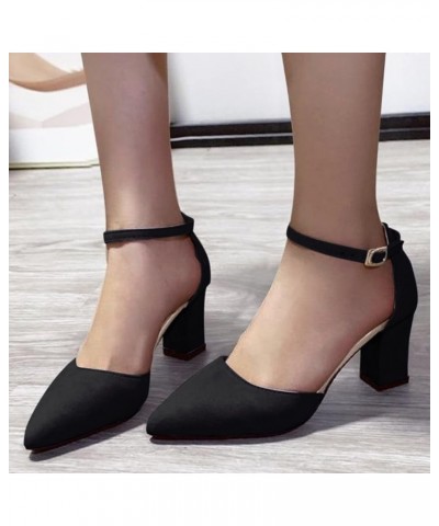 Women Office Work Pumps Shoes Wedge Espadrilles Sandals Rhinestone Sandals Chunky Heel Sandals Workwear Shoes Black $20.59 Wo...