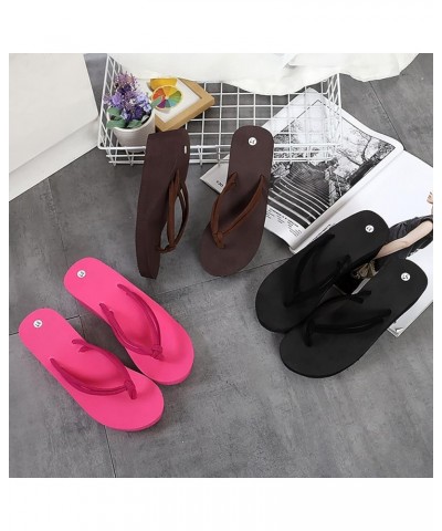 Women's Slip on Slippers Women's Summer Coffee Double Belt Non Slip Clip High Heeled Korean Version Beach Sandals (Coffee, 9)...