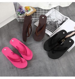 Women's Slip on Slippers Women's Summer Coffee Double Belt Non Slip Clip High Heeled Korean Version Beach Sandals (Coffee, 9)...