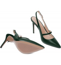 Womens Buckle Bridal Dress Matte Solid Pointed Toe Slingback Stiletto High Heel Pumps Shoes 4 Inch Dark Green $36.75 Pumps