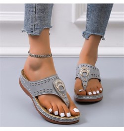 Women Comfortable Slippers Leather Hollow Rhinestone Flip Flops Walking Sandals Orthopedic Arch Support Thong Sandals Casual ...