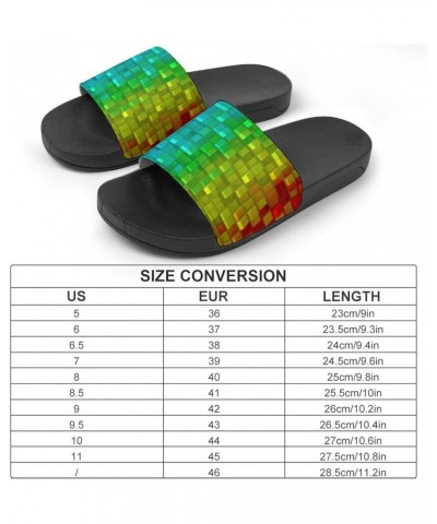 Colorful Gradient Cubes Home Slippers PVC Open Toe Shower Slippers Fashion Sandals for Men Women 36 (230mm) Black-style $17.8...