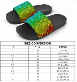 Colorful Gradient Cubes Home Slippers PVC Open Toe Shower Slippers Fashion Sandals for Men Women 36 (230mm) Black-style $17.8...