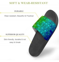 Colorful Gradient Cubes Home Slippers PVC Open Toe Shower Slippers Fashion Sandals for Men Women 36 (230mm) Black-style $17.8...