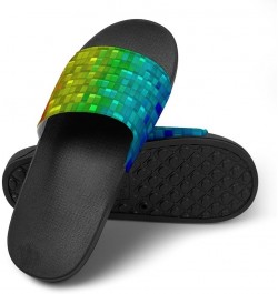 Colorful Gradient Cubes Home Slippers PVC Open Toe Shower Slippers Fashion Sandals for Men Women 36 (230mm) Black-style $17.8...