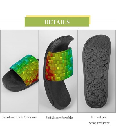 Colorful Gradient Cubes Home Slippers PVC Open Toe Shower Slippers Fashion Sandals for Men Women 36 (230mm) Black-style $17.8...