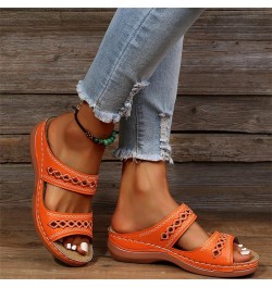 Woman Arch Support Sandals Ladies Hollow Out Embroidered Slip on Mules Slippers Casual Wedge Moccasin Sandals Summer Beach Lo...