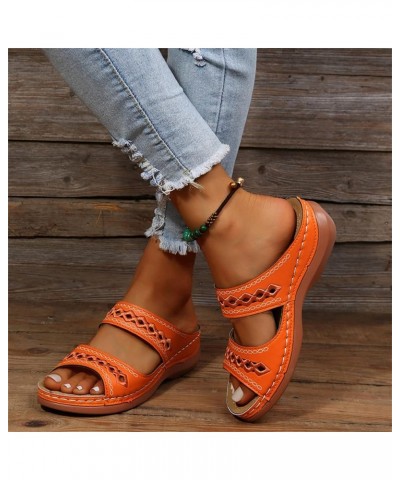 Woman Arch Support Sandals Ladies Hollow Out Embroidered Slip on Mules Slippers Casual Wedge Moccasin Sandals Summer Beach Lo...