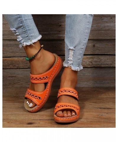 Woman Arch Support Sandals Ladies Hollow Out Embroidered Slip on Mules Slippers Casual Wedge Moccasin Sandals Summer Beach Lo...